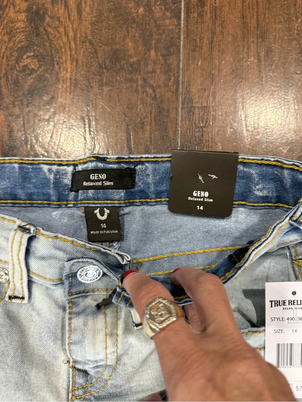 NWT True Religion Geno Relaxed Slim Boys Jeans, 14, Marbled Wash, MSRP $79